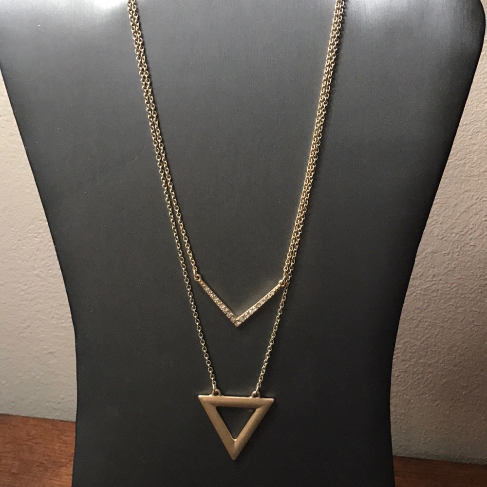 Gold Triangle/Chevron Necklace Duo - Picture 2 of 4